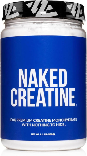 Naked Pure Micronized Creatine Monohydrate - 100 Servings - 500 Grams, 1.1Lb Bulk, Vegan, Non-GMO, Gluten Free, Soy Free. Aid Strength Gains, No Artificial Ingredients Creatine
