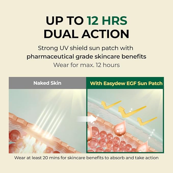 EASYDEW DW-EGF Peptide Clear Patch - Outdoor UV Block Ultra-Thin Transparent Sun Patches for Golf, Riding, Hiking, Driving - Adenosine, Glutathione, Hydrolyzed Collagen, 4 Packs