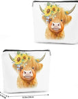 Western cosmetic bag highland cow