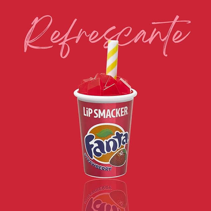 Lip Smacker Coca Cola Lip Balm, Moisturizing, Collectible Beverage Cup Design, Sheer Finish for Smooth Lips - Strawberry Fanta