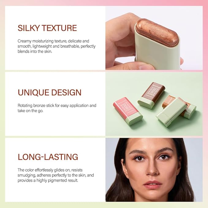 Cream Contour Stick, Face Shimmer Bronzer Stick, Blendable