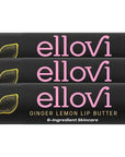 Ellovi Natural Lip Butter Lip Balm - Ginger Lemon - Pure Enough to Eat - Made With Just 6 Vegan Ingredients - 100% Natural & Organic Moisturizing Lip Care for All Day Hydration (3-Pack)