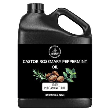 Naturevibe Botanicals Castor with Rosemary and Peppermint Oil 32 Ounces | 100% Pure and Natural | Great for Skin Care and Hair Care
