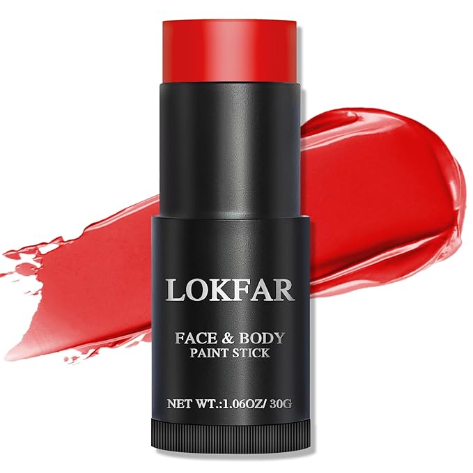 Red Face Body Paint Stick, Eye Black Stick for Sports, Waterproof Full-Coverage Red Face Makeup for Halloween Zombie Clown Vampire Joker Devil Cosplay Makeup