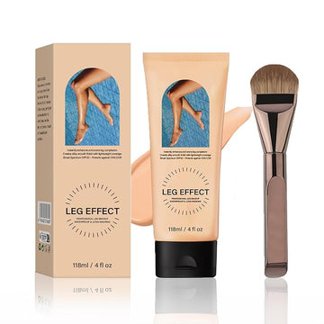 Legs Makeup Waterproof with Brush - Medium Body Concealer, Tattoo & Scar Cover Up, Long Lasting, Transfer Proof, Easy Application for Flawless Looking Legs, All Skin Tones (#1)
