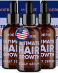 MOERIE Ultimate Hair Growth Serum for Natural Hair Regrowth & Thickening - Anti Thinning & Hair Loss Treatment for Women - Rapid Hair Growth Products - Scalp Oil Alternative - 1.69 fl oz, 3 pack