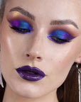 Purple Teal Duochrome MultiChrome Chameleon Liquid Metallic Eyeshadow, High-Impact Multi-Dimensional Finish, Purple Blue Silky Smooth and High Pigment Holographic Glitter Eyeshadow Makeup (#04)