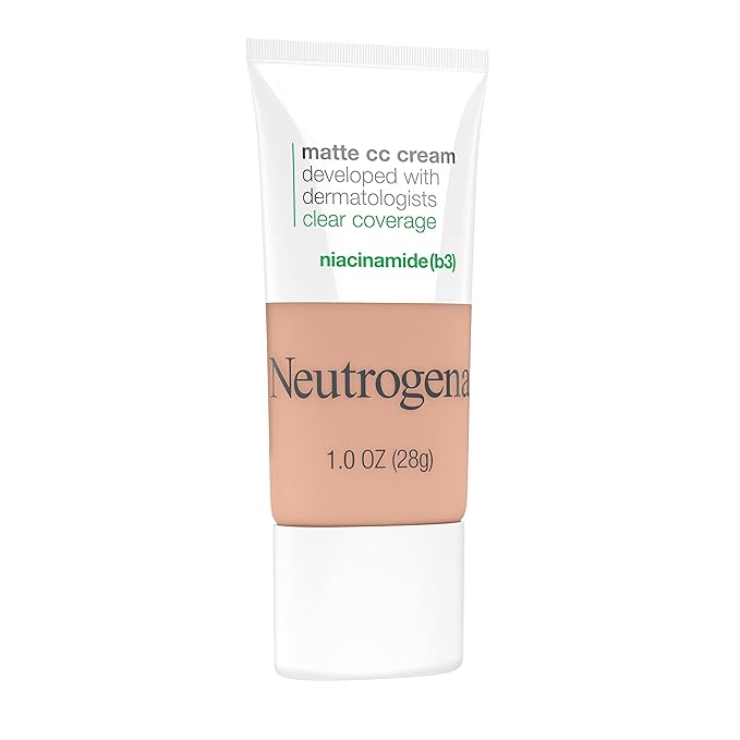 Neutrogena Clear Coverage Flawless Matte CC Cream, Full-Coverage Free, Nougat, 1 oz
