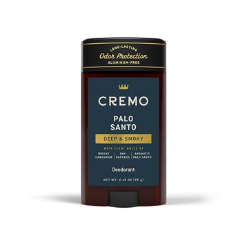 Cremo Palo Santo Aluminum Free Deodorant for Men, 48-hour Long Lasting Odor Protection, 2.65oz