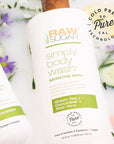 RAW SUGAR Simply Body Wash, (25 Fl Oz, Pack of 1) Bath Soap, Formulated without Sulfates & Parabens (Green Tea + Cucumber + Aloe Vera)