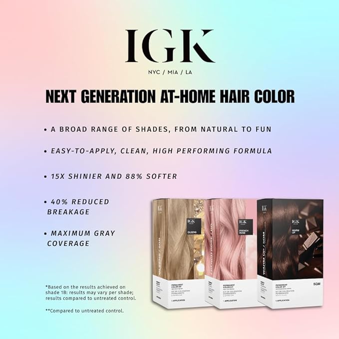 IGK Permanent Hair Dye Color Kit | 6N But First Coffee - Light Natural Brown | 100% Gray Color Coverage + Strengthen + Shine | Ammonia Free