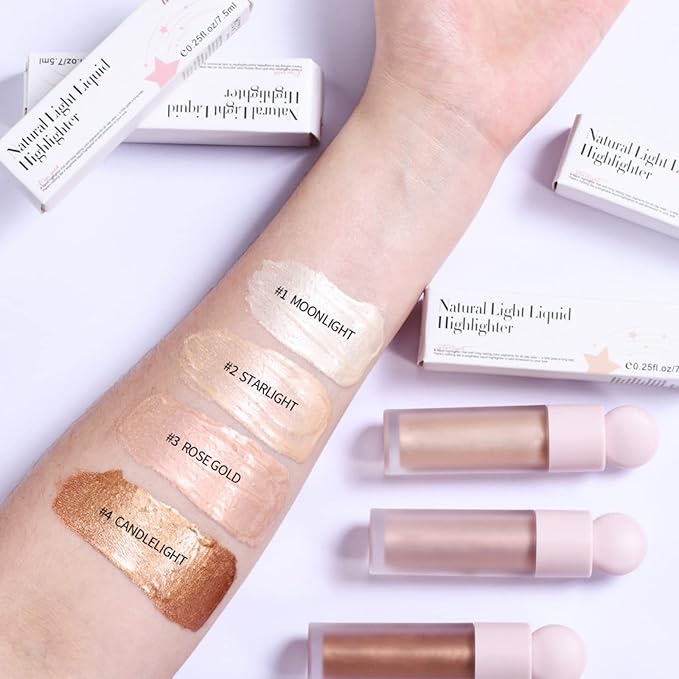 Liquid Highlighter Natural Glow For Face & Body, Rose gold)