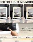 Rechargeable Small Vanity Mirror with Lights,9"x11"Portable LED Desk Mirror, Make up Mirror with Lighting,Touch Screen with 3-Color Lighting, Dimmable, for Shaving, Tabletop, Bedroom