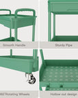REBECAT 3 Tier Rolling Utility Cart with Drawer,Rolling Storage Cart,Storage Cart for Kitchen,Bathroom,Living Room, Organizer with Iron Wheels(Green)