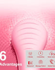 NågraCoola CLIE Facial Cleansing Brush, Waterproof and Rechargeable Electric Face Scrubber for Men & Women, Exfoliating, Massaging, and Cleansing - Pink