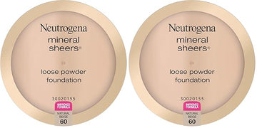 Neutrogena Mineral Sheers Lightweight Loose Powder Makeup Foundation with Vitamins A, C, & E, Sheer to Medium Buildable Coverage, Skin Tone Enhancer, Face Redness Reducer, Natural Beige 60,.19 oz