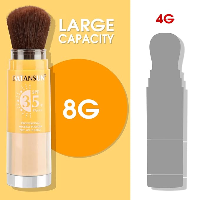Mineral Powder Sunscreen Setting Makeup - SPF 35 Brush On Sunscreen for Face & Scalp & Hair, Natural Glow Loose Finishing Powder, Oil Control Lightweight Breathable (#05 Clear Glitter)