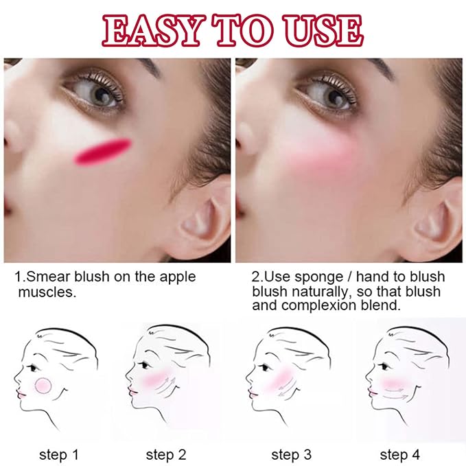 Cream Blush Stick,Blush Stick for Cheeks with Contour Rose Pink）