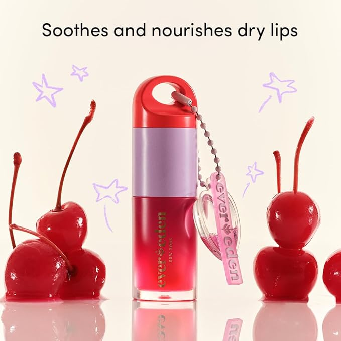 Evereden Kids Tinted Non Toxic Lip Gloss Kit: Ruby Red & Sakura Pink - Non Toxic Kids Makeup Kit for Girls - Vegan Makeup for Kids - Hydrating Kid Lip Gloss with Cherry, Peach, & Cranberry Oils