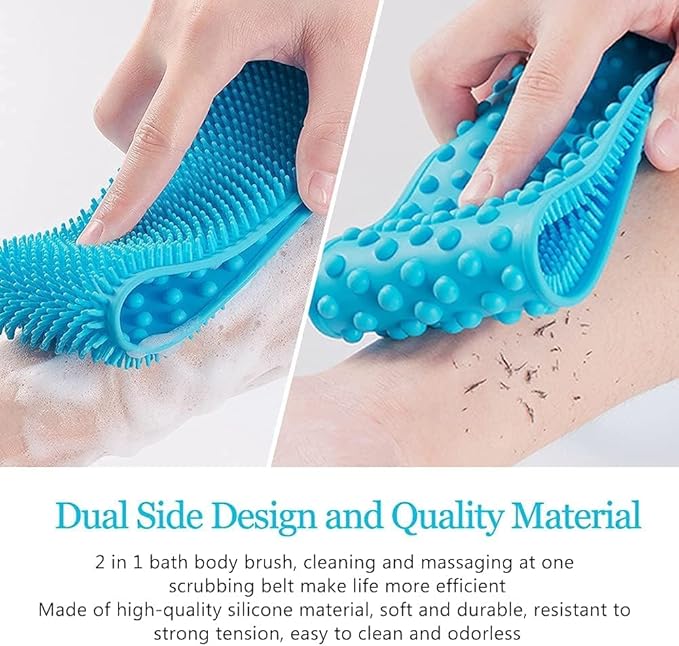 Inmorven Exfoliating Back Scrubber for Shower with Handles, 30 Inch Double-Sided Back Exfoliator Body Scrub Towel, Exfoliating Washcloth Bath Tool for use in Shower, to Clean Skin for Men & Women