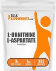 BulkSupplements.com L-Ornithine L-Aspartate Powder - Ornithine Supplement, Ornithine Powder - Amino Acid Supplement, Gluten Free, 3g per Serving, 1kg (2.2 lbs) (Pack of 1)
