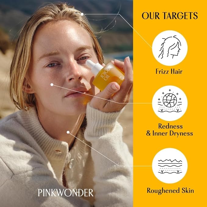PINKWONDER USDA Organic Jojoba Oil | 100% Pure, Cold-Pressed Oil for Face & Facial Care, Gua Sha | Non-Greasy Korean Skin Care for Women 0.33oz (10ml)