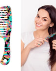 Large Wide Tooth Hair Comb, LADYAMZ [Tortoise Shell] Cellulose Acetate Round Tooth Comb for Straight/Curly Hair,Short/Long Hair Women Men or Kids, Easy Detangling Wet or Dry, Anti-static (Teal)