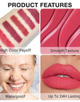 evpct Silky Lip Liner Pencil Retractable, Carmine Red Smooth Lip Liner Creamy Velvet Lipliner Long-Lasting for Korean Makeup Contouring Matte Lip High Pigmented Rich Colors Crayon Lipstick Pen 07