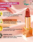 Oulac Burgundy Lipstick for Women with Metallic 3D Shine Lightweight Hydrating Formula, High Impact Lip Color, Vegan Beauty, Full Coverage Lip Makeup, Christmas Gifts for Women, Love Particle(03)