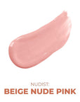 Beauty For Real Lip Gloss + Shine, Nudist - Beige Nude Pink - Non-Sticky Plumping & Hydrating Gloss - Light & Mirror In Cap - Contains Marine Collagen - 0.15 fl oz