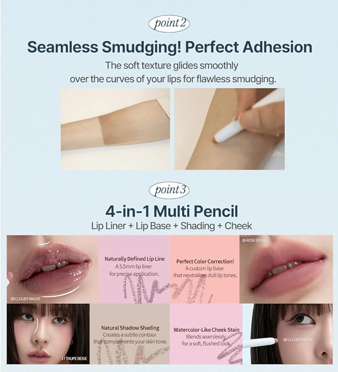 Heart Percent Dote On Mood Lip Liner Pencil, Long-Lasting Creamy Lip Crayon Smooth Lipliner Retractable Lipstick Overlip Line Color 0.8g, #01. Peach Beige