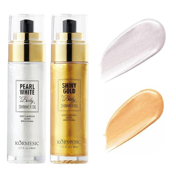 Shimmer Body Oil, Summer Body Glitter Moisturizing Light Shiny Gold)