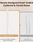 Dermaplaning Tool for Face Eyebrow Razor, Includes 2 Dual End Razors and 20 Blade Refills Exfoliating Face Razors for Women Facial Razor for Peach Fuzz and Eyebrow Starter Kit