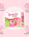 TEAZEN Strawberry Kiwi Kombucha Tea, Hydration Drink Mix, Sugar Free, Live Probiotics & Prebiotics, 30 Sticks, 5.29oz