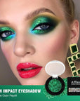 Green Glitter Eyeshadow, Highly Pigmented Fine Pressed Glitter Emerald Green Metallic Eye Shadow Palette Sparkling Makeup, High Impact Long Lasting Waterproof Eye Glitters for Women & Girls, Talc Free