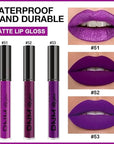 evpct 3Pcs Violet Purple Crystal Metallic Shimmer Glitter Matte Liquid Lipstick Lip Stain Sets for Women Matte+Lipstick Long Lasting Waterproof Permanent 24 Hours Magic Lipstick 24 Hours original