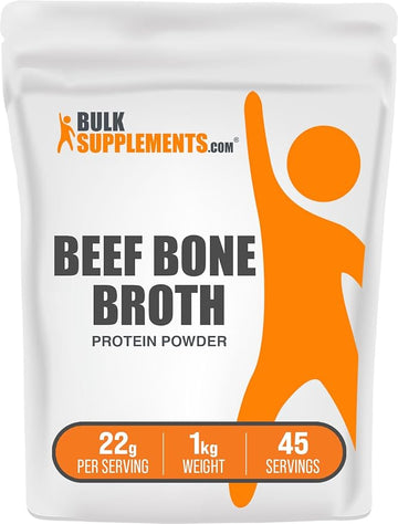 BulkSupplements.com Beef Bone Broth Protein Powder - Bovine Bone Broth Protein, Lactose Free Protein Powder - Dairy Free & Gluten Free, 22g per Serving, 1kg (2.2 lbs) (Pack of 1)