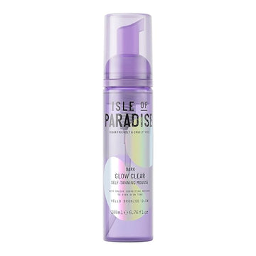 Isle of Paradise Glow Clear Self-Tanning Mousse, Dark (Bronzed Glow) - Color Correcting Tanning Foam for Ultimate Bronze, Vegan and Cruelty Free, 6.76 Fl Oz