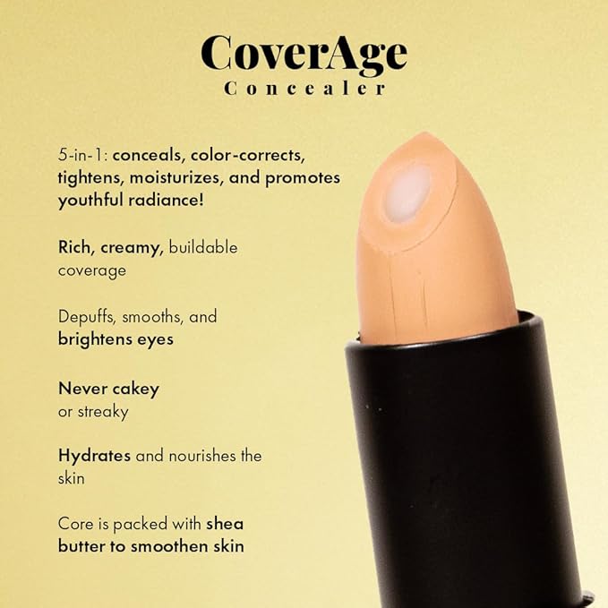 Jerome Alexander CoverAge Concealer Stick - Anti-Aging Under Eye Concealer + Skincare - Brighten Dark Circles, Hydrate, and Nourish - Light
