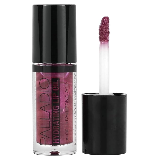 Palladio Hydrating Lip Oil Infused with Hyaluronic Acid, Non-Sticky Formula, Subtle shine with tinted sheer color, liquid lipstick, prevents chapped lips, Vegan & Cruelty-Free | 0.13 Oz. (MY B.)