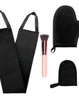 4 Pcs Self Tanner Mitt Applicator Kit - Self Tanning Mitt Glove,Self Tanner Back Applicator,Mini Face Tanner Mitt,Face Tanner Brush Soft Streak-Free Reusable & Washable for Women Girl Men (Black)