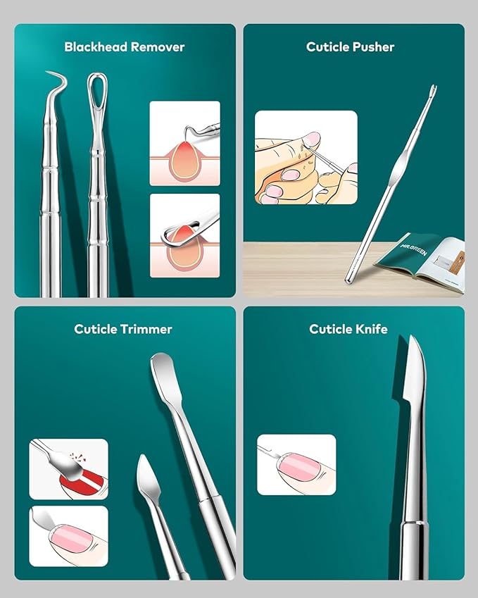 MR.GREEN 12-in-1 Manicure & Pedicure Set – Professional German Stainless Steel Nail Clippers,Cuticle Tools & Nail Care Kit, Travel Grooming Kit for Men & Women with Leather Case (Caramel Brown))