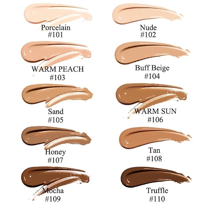 2 Pack Meifen Foundation 103# Warm Peach and 104# Buff Beige,Full Coverage Flawless Soft Matte 24 HR Oil Control Waterproof Concealer Liquid Foundation Makeup. ﻿
