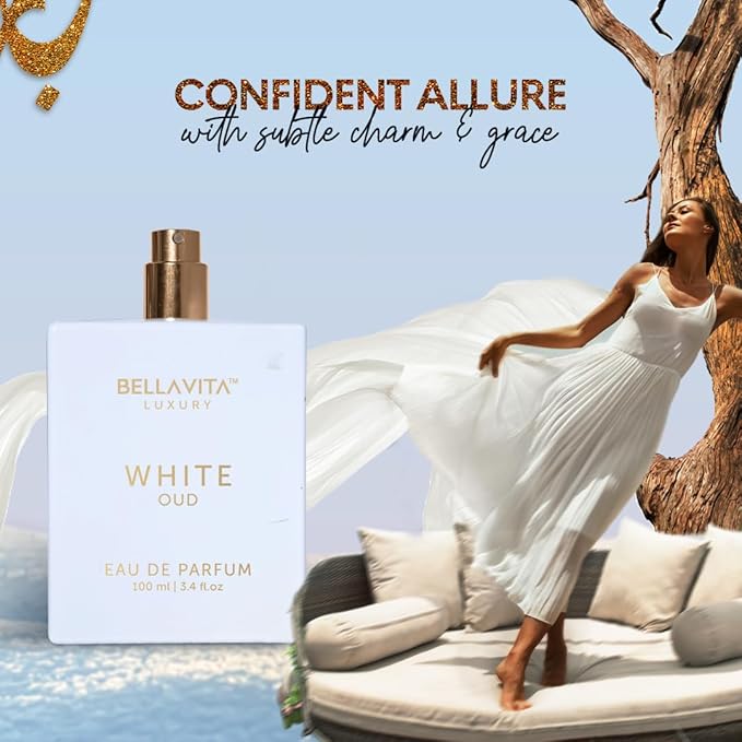 BellaVita Luxury White OUD Unisex Perfume 100Ml | Premium Arabic Men and Women Perfumes | Notes of Artemisia, Musk, Oud Vetiver and Freesias | Exquisite Unisex Arabian Perfume for Women & Men