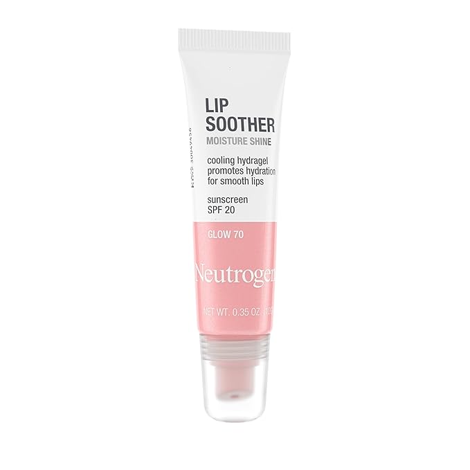 Neutrogena MoistureShine Lip Soother Gloss with SPF 20 Sun Protection, High Gloss Tinted Lip Moisturizer with Hydrating Glycerin and Soothing Cucumber for Dry Lips, Glow 70,. 35 oz