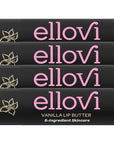 Ellovi Natural Lip Butter Lip Balm - Vanilla - Pure Enough to Eat - Made With Just 6 Vegan Ingredients - 100% Natural & Organic Moisturizing Lip Care for All Day Hydration (4-Pack)