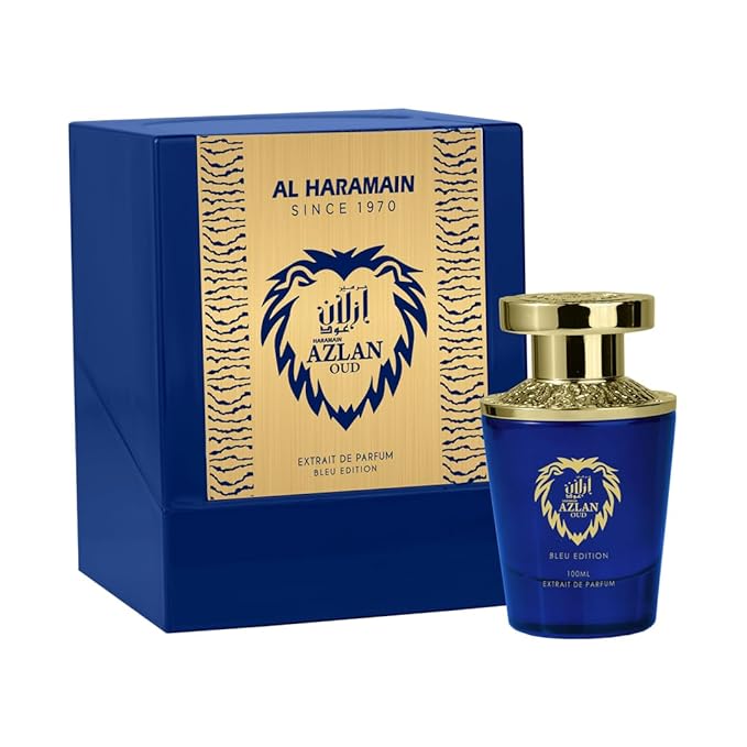 Al Haramain Azlan Oud Bleu - Arabian Perfume for Men - Long Lasting Fragrance with Notes of Cardamom, Cinnamon, Lavender, Patchouli, Sandalwood, Amber - Arabic Cologne - 3.33 oz Eau de Parfum Spray