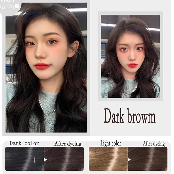 Dark Brown Hair Dye Shampoo YIZHONG Hair Color For Gray Hair Coverage Permanent Darkest Borwn Hair Color Shampoo Women Men Dedicated Darkening Hair Coloring (dark brown Black)…