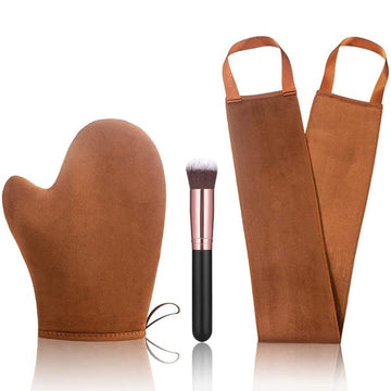 3 Pack Self Tanner Mitt Applicator Kit - Premium Sunless Tanning Mitts & Gloves Set with Double-Sided Waterproof Design for Streak-Free Application