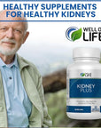 Well of Life: Kidney Plus 600mg with Cranberry Extract, Astragalus Root, Java Tea-Leaf & antioxidants for Overall Well-Being, Helps Healthy Kidney Function & Urinary Tract Wellness, 60 Capsules